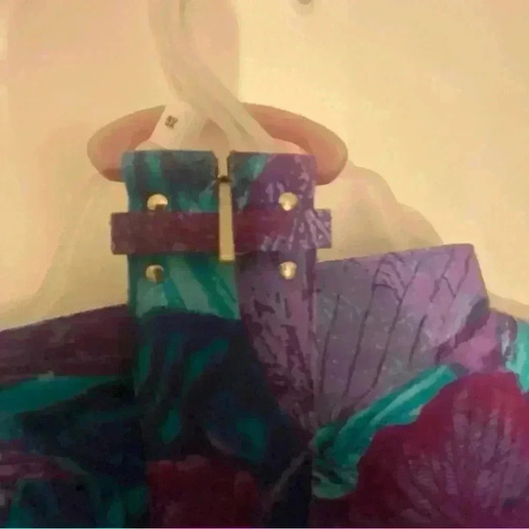 VINTAGE Dorthy Samuel multicolour floral dress with square pattern with belt 18W - Picture 4 of 4